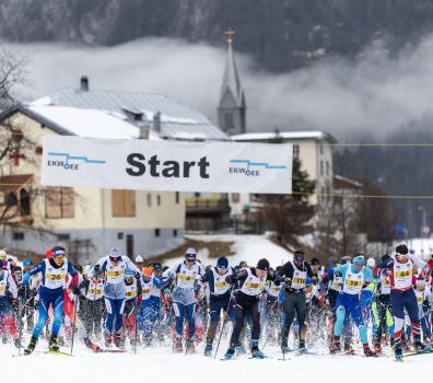 Start des Rennens Passlung Martina-Scuol in Martina