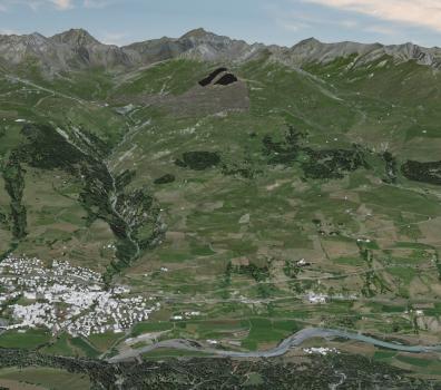 Visualisierung der Photovoltaikanlage ScuolSolar - Sicht von Piz Ajüz